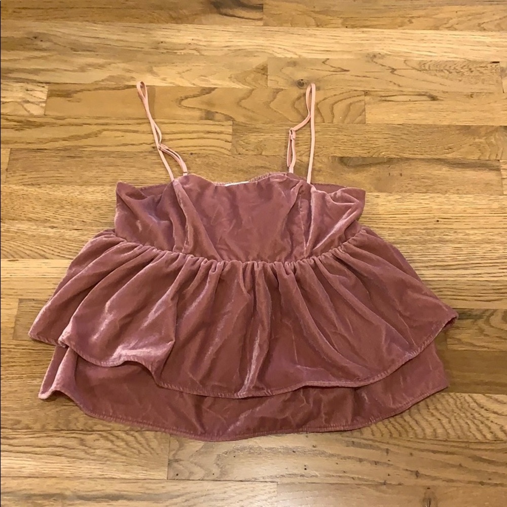 NWT Urban Outfitters Pink Velvet Peplum Tank